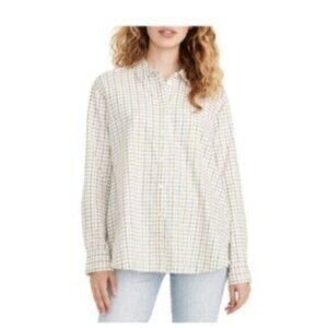 NWT Madewell White Plaid Button Down Shirt Medium